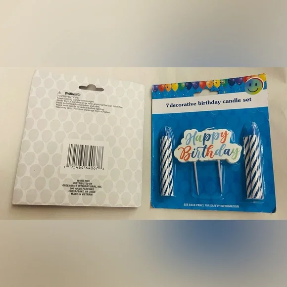 New 7 "Happy Birthday" Candles Blue Large Happy Birthday Candle made Vietnam - Picture 2 of 10